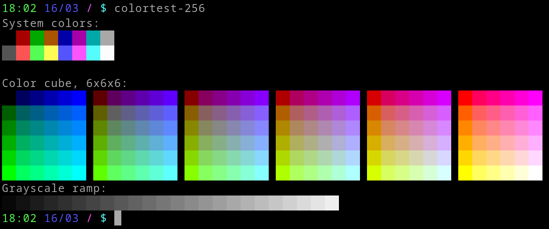 XTerm screenshot: $ colortest-256 XTerm screenshot: $ colortest-256